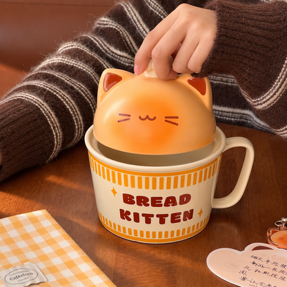 Chef Kitten Ceramic Ramen Bowl with Lid – 650ML