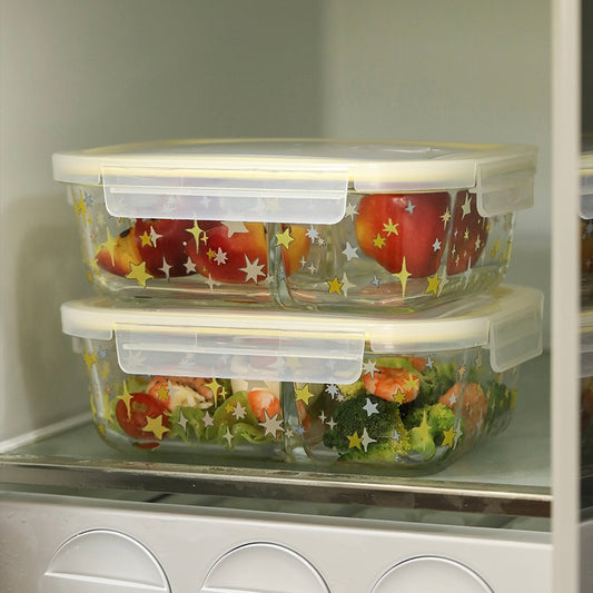Colorful Star Glass Food Container - 850ML Bento Box