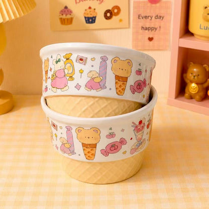 Ice Cream Party Ceramic Cereal Bowl - Artist Collaboration, 560ML