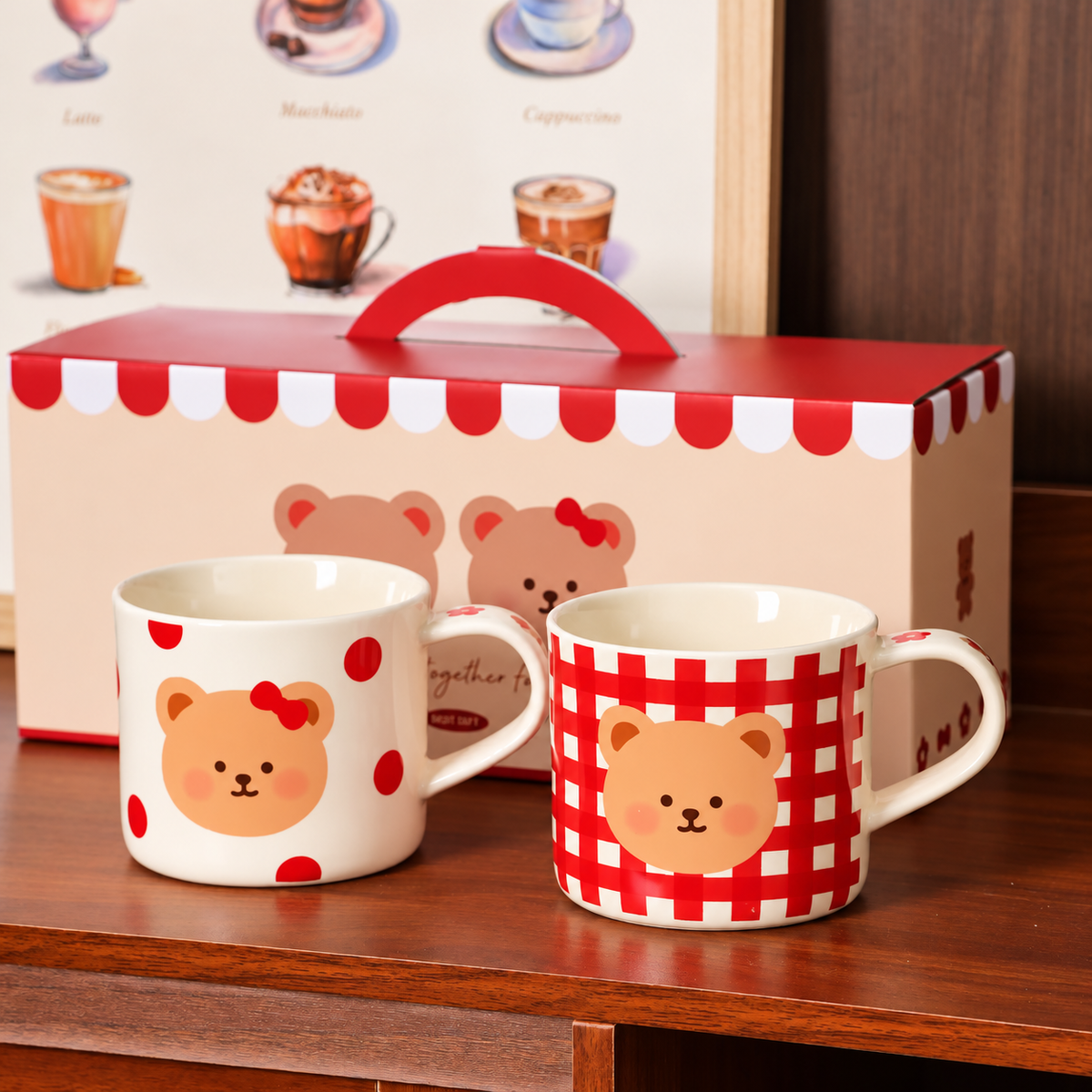 Sweetheart Bear Ceramic Mug Gift Set – 400ML, Set of 2