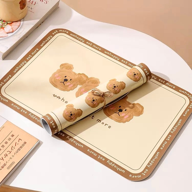 Emo Bear Waterproof Leather Placemat – 4 Styles