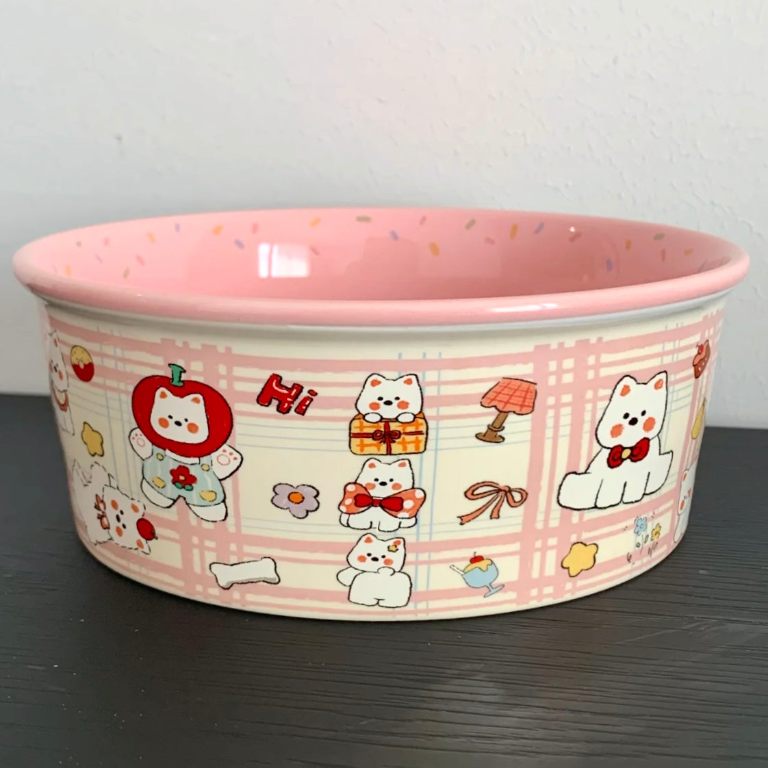 Pink Animal Cafe Ceramic Salad Bowl, 600ML