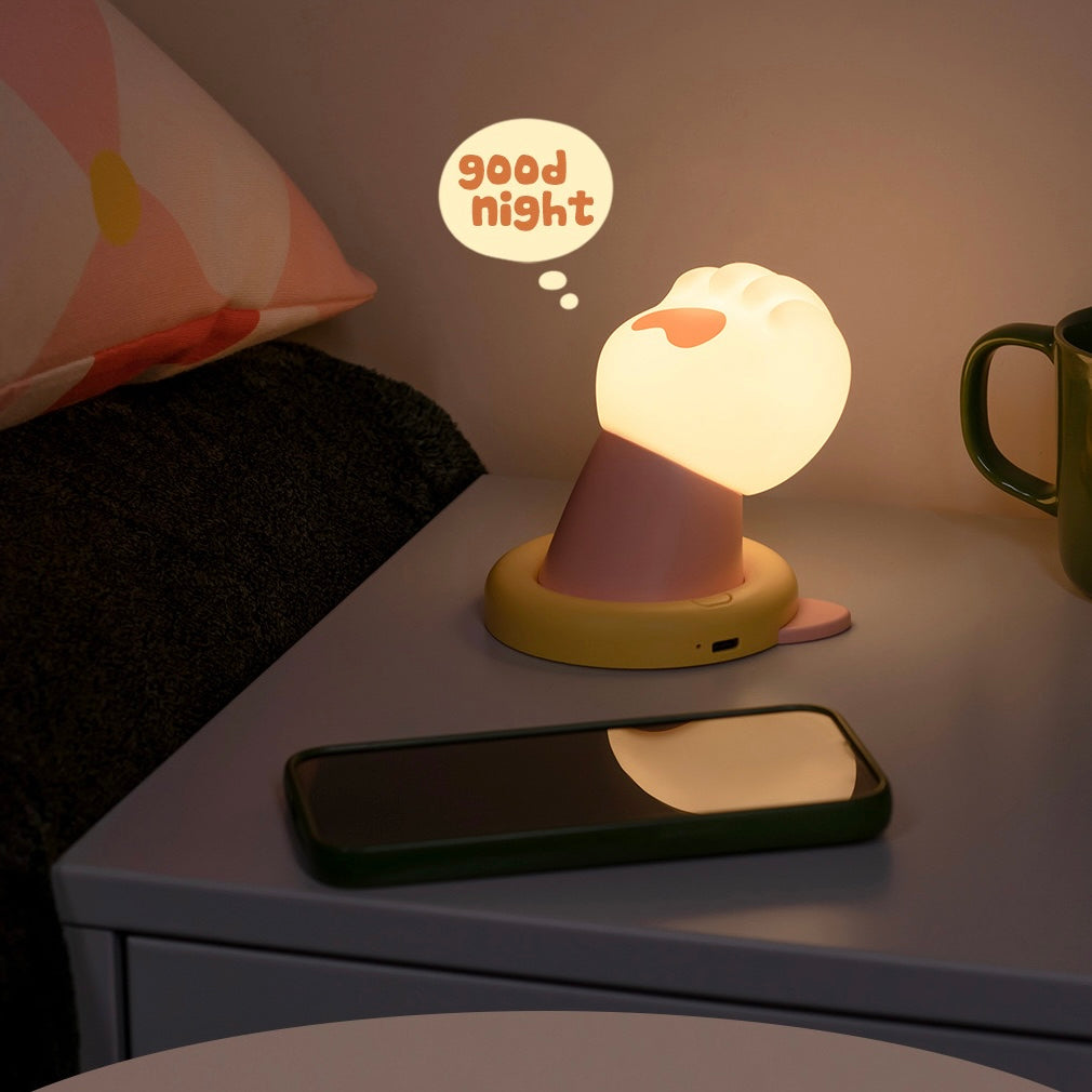 Cute Cat Paw Magnetic Tap Night Light - USB Rechargeable, 3 Brightness Levels