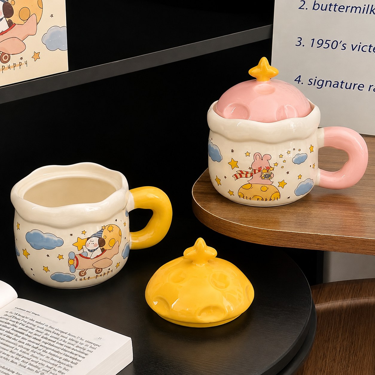 Star Traveller Kawaii Ceramic Mug with Lid – 450ML