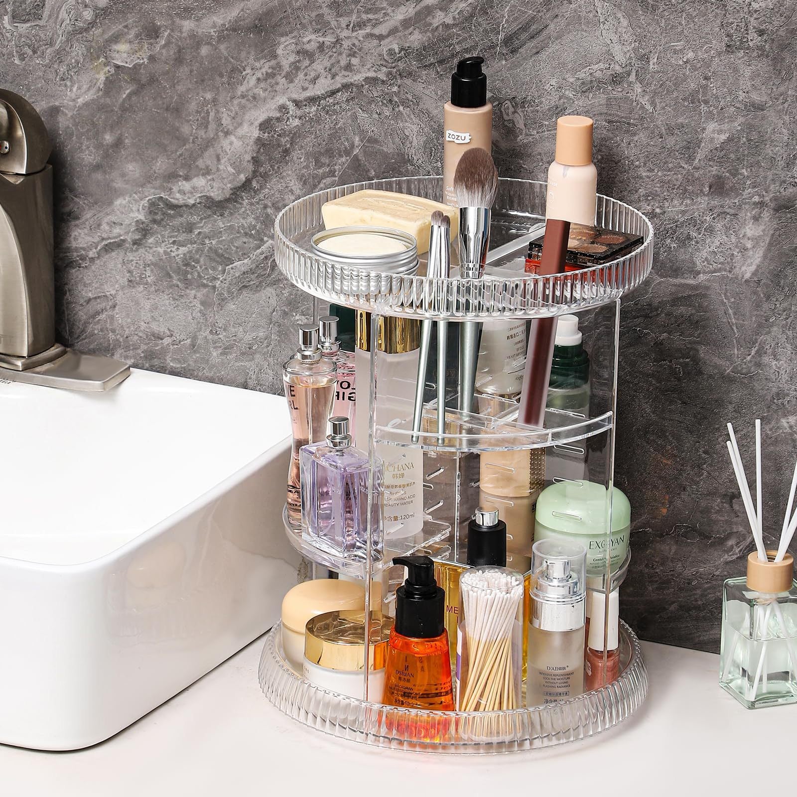 Makeup Rack Organizer 360° Rotating Acrylic Cosmetic Storage Rack – Wuli Home