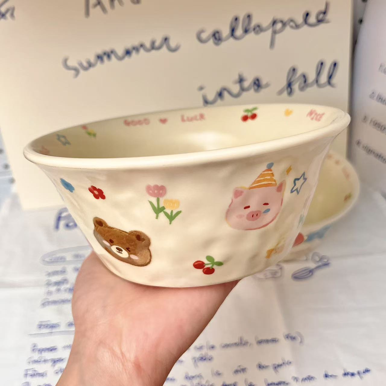 Lucky Piggy Ceramic Yogurt Bowl – 900ML Capacity