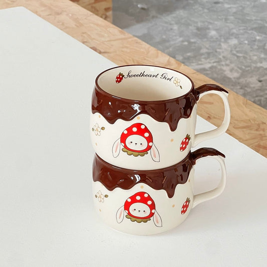 Chocolate Strawberry Bunny Ceramic Mug – 400ML