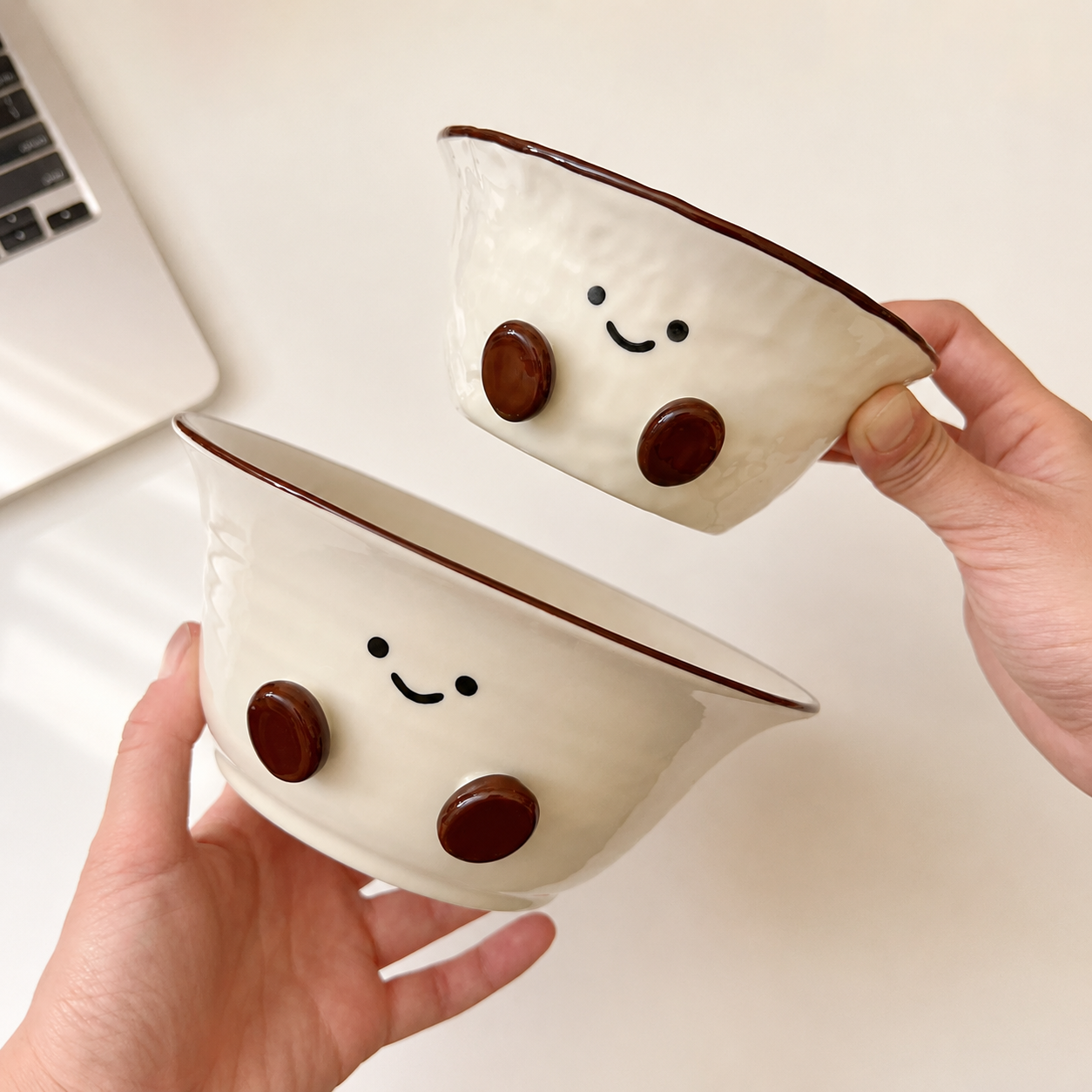 Hand-Painted Cocoa Bean Ceramic Bowls – 300ML & 600ML