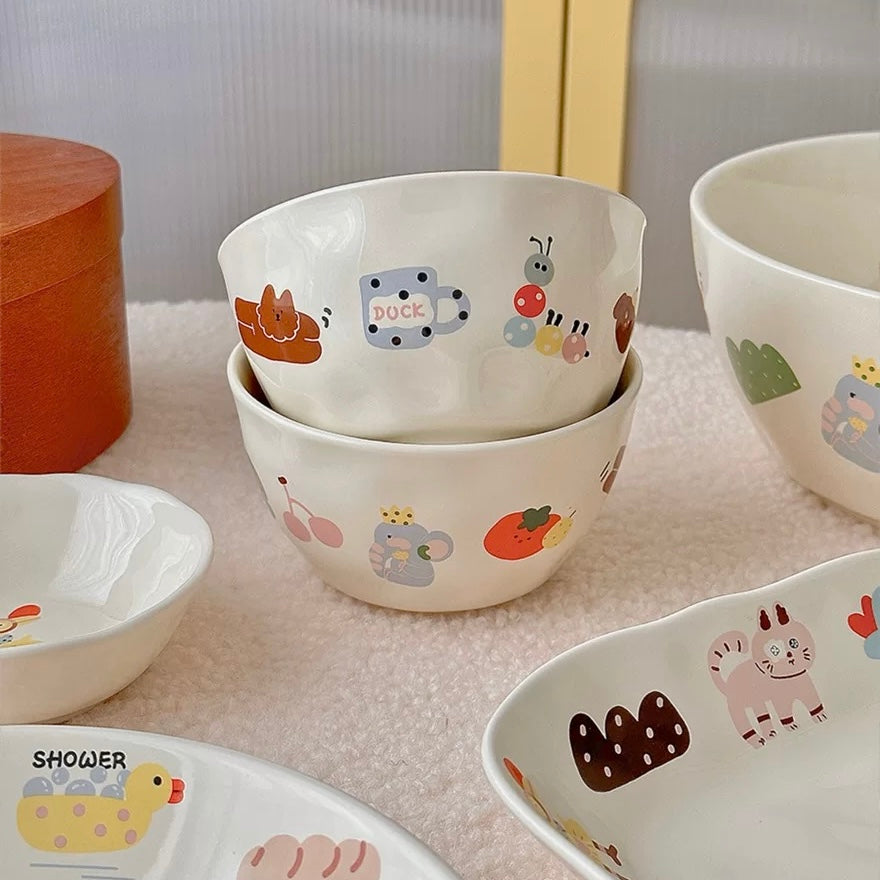 Cute Illustration Series Dinnerware Set - Adorable and Practical Design