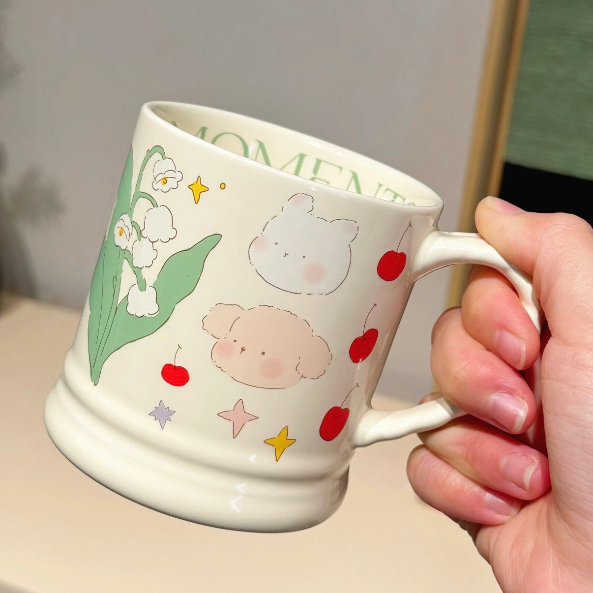 Whimsical Cartoon Floral Ceramic Mug - 4 Designs, 340ML