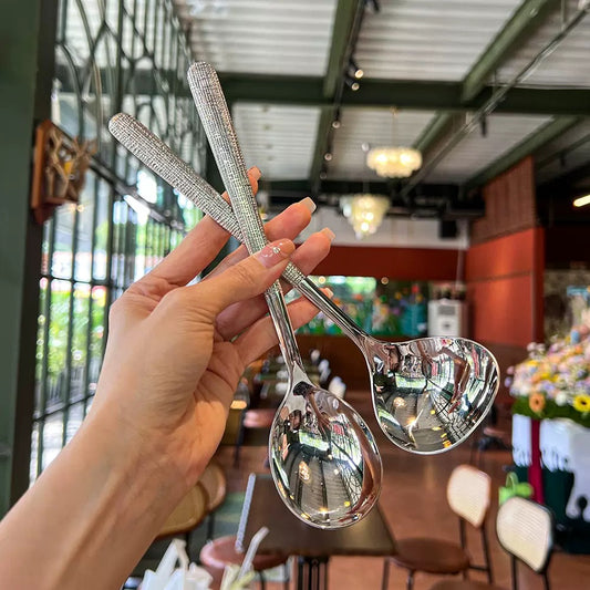 Textured Stainless Steel Spoon - Dining Spoon & Soup Spoon
