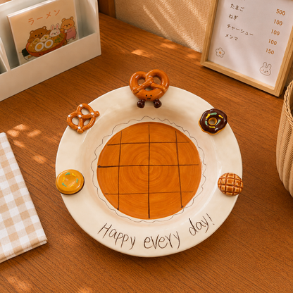 Hand-Painted Caramel Bread Ceramic Deep Plate, 8-Inch