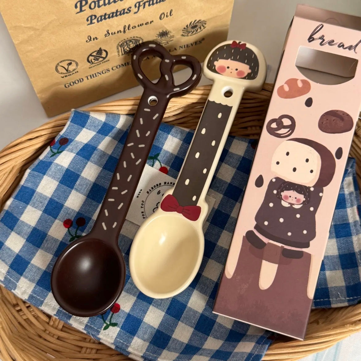 Cute Dessert Ceramic Spoon - Bread & Girl Design