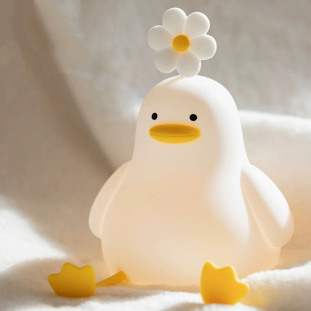 Flower Duck Tap-on Night Light | Soft Silicone, USB Charging | Perfect Birthday Gift