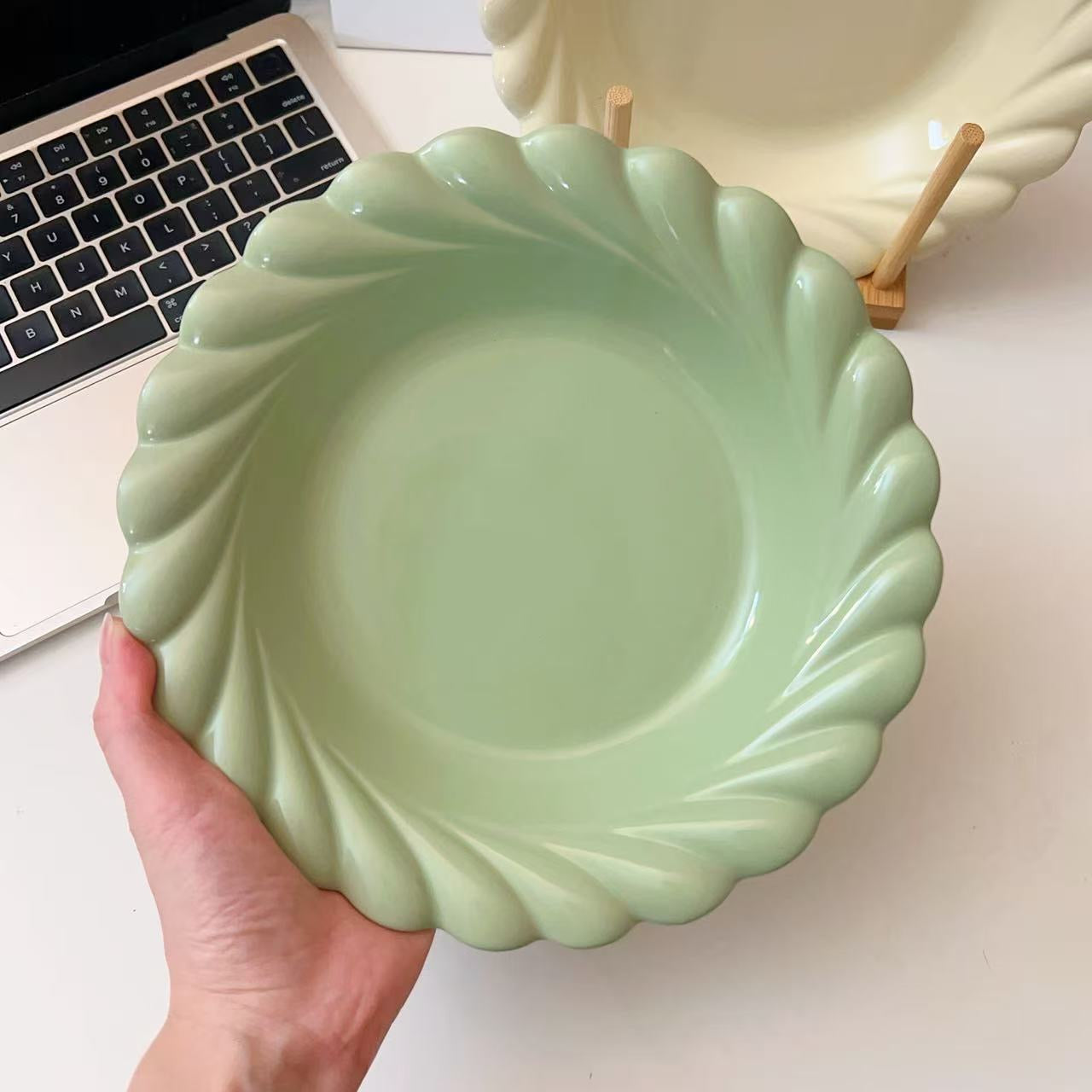 Pastel Spring Ceramic Deep Plate, 8.75-Inch