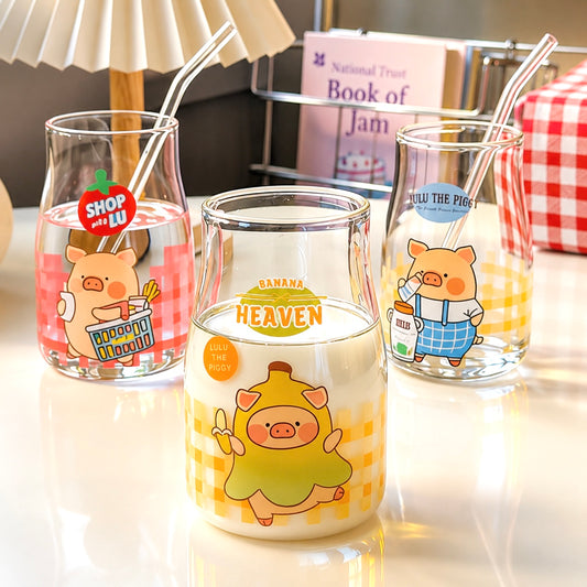 Lulu the Piggy Glass Pitcher with Straw – 500ML