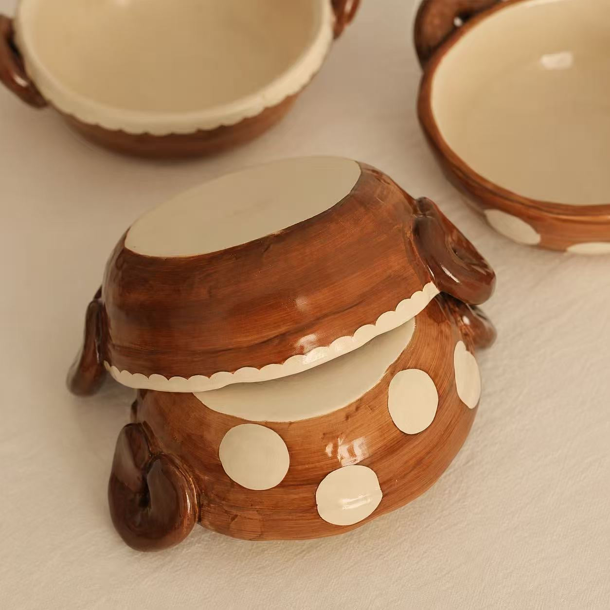 Vintage Handcrafted Ceramic Ramen Bowl with Handles - 800ML