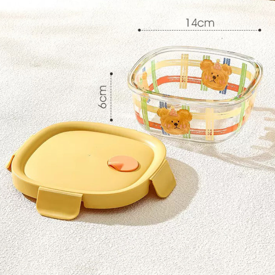 Cute Bear Glass Food Container - 800ML Bento Box