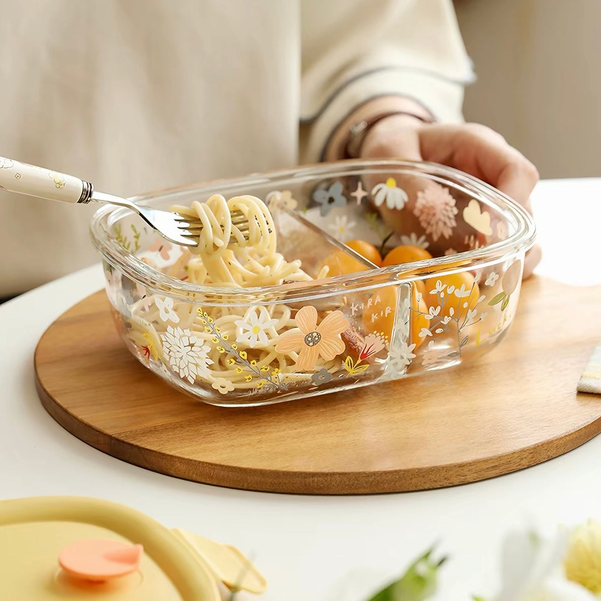 Spring Floral Glass Food Container – 800ML Bento Box