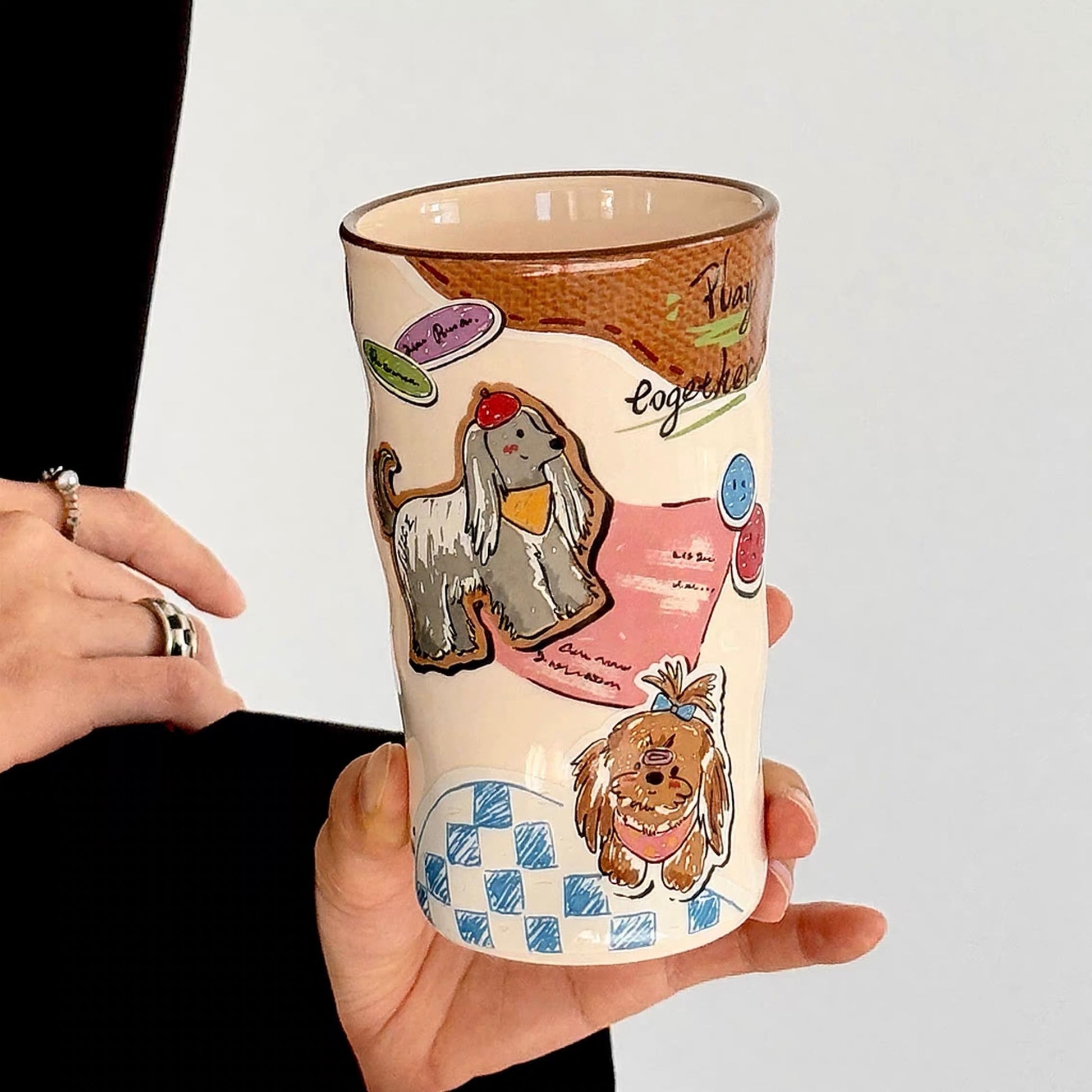 Vintage Brown Puppy Ceramic Mug - 380ML Capacity