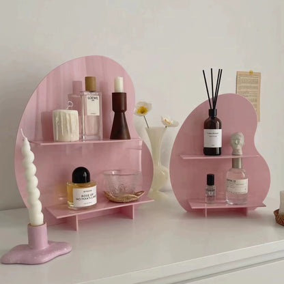 Blush Pink Minimalist Acrylic Display Shelf - Stylish Organizer for Perfumes, Cups, and Decorative Items