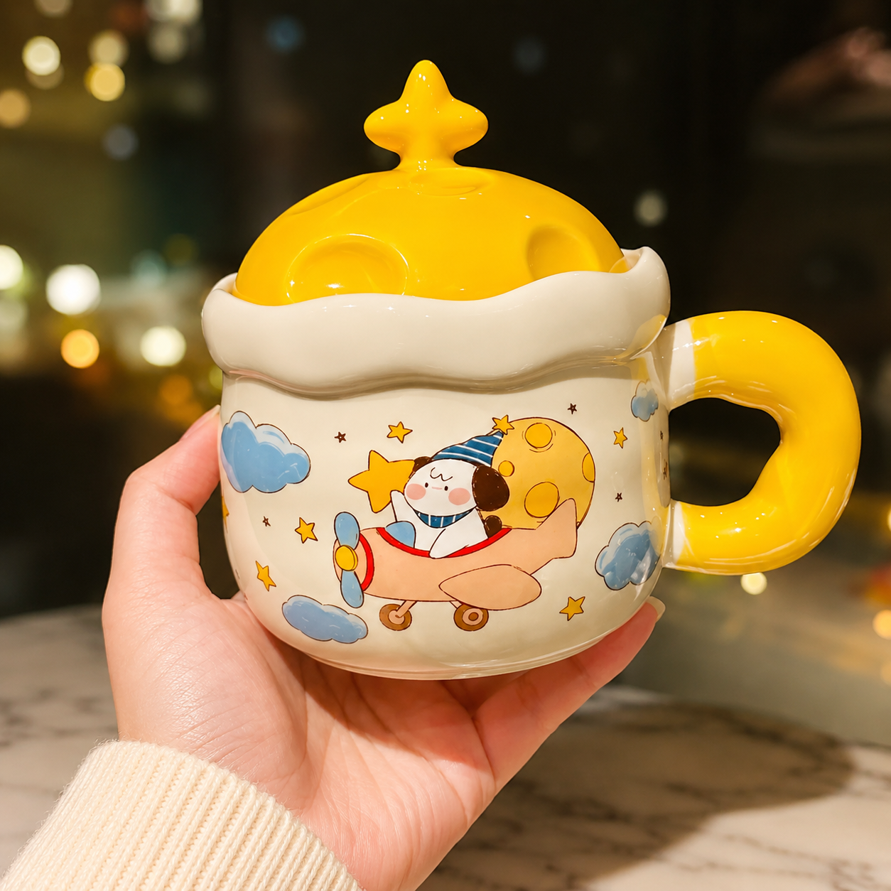 Star Traveller Kawaii Ceramic Mug with Lid – 450ML