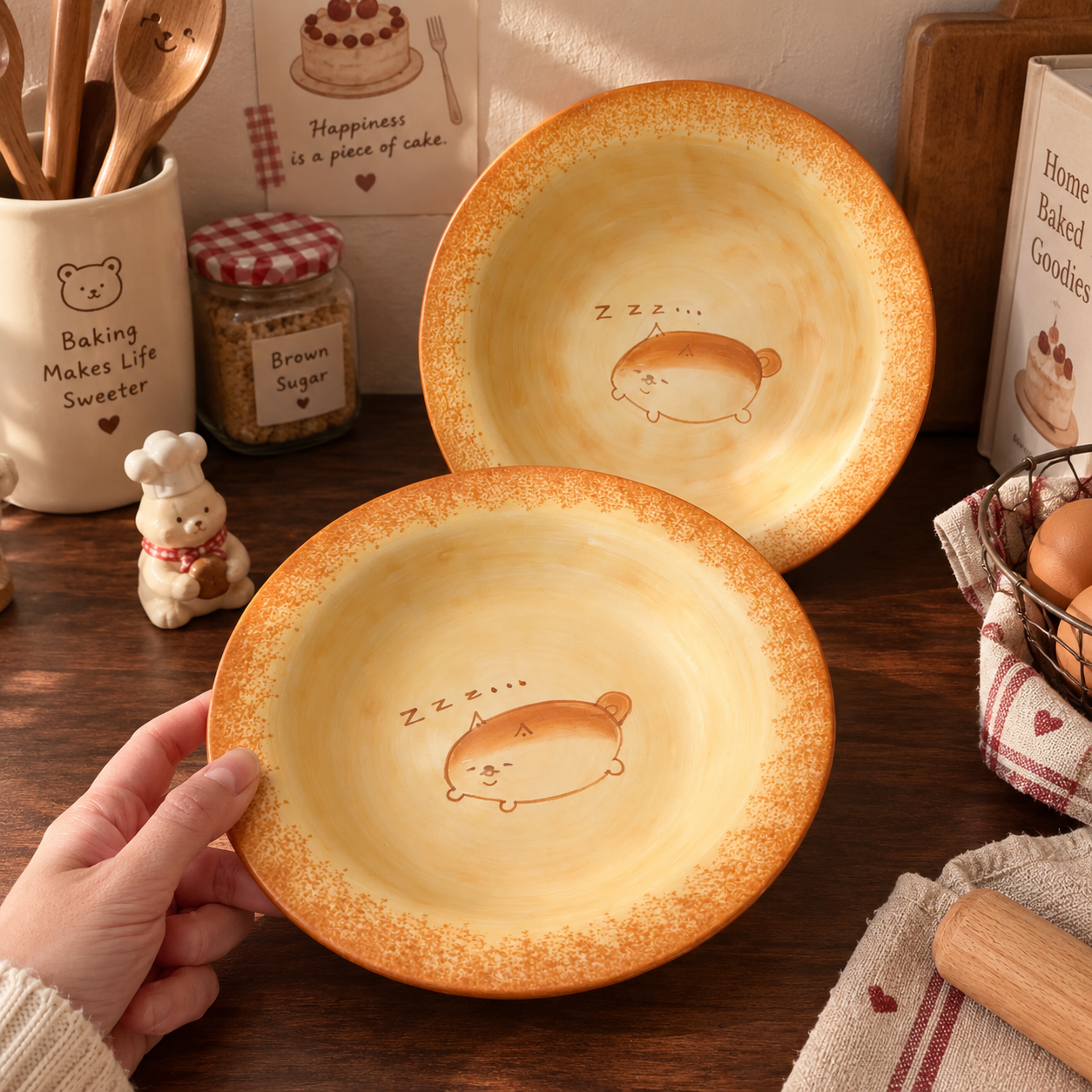 Bread Shiba Inu Ceramic Deep Plate, 8.5-Inch