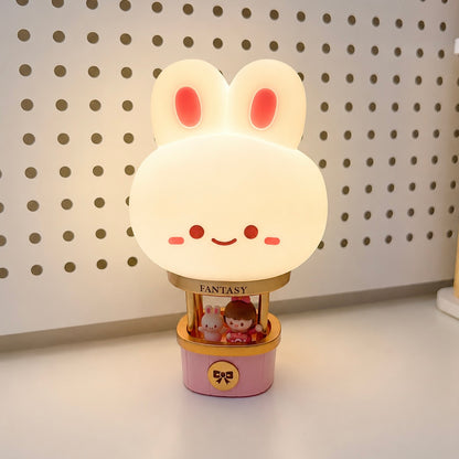 Fantasy Bunny Hot Air Balloon Night Light | Adjustable Brightness, USB Charging