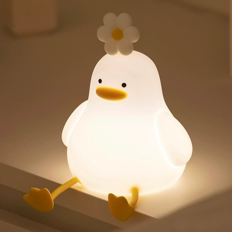 Flower Duck Tap-on Night Light | Soft Silicone, USB Charging | Perfect Birthday Gift