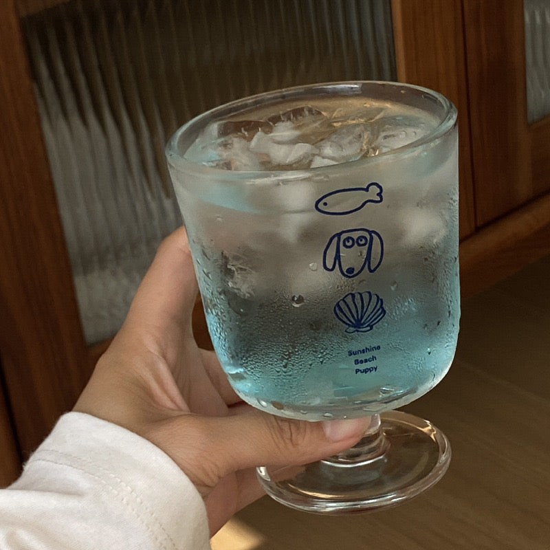Shell Puppy Footed Glass Cup – 300ML Capacity