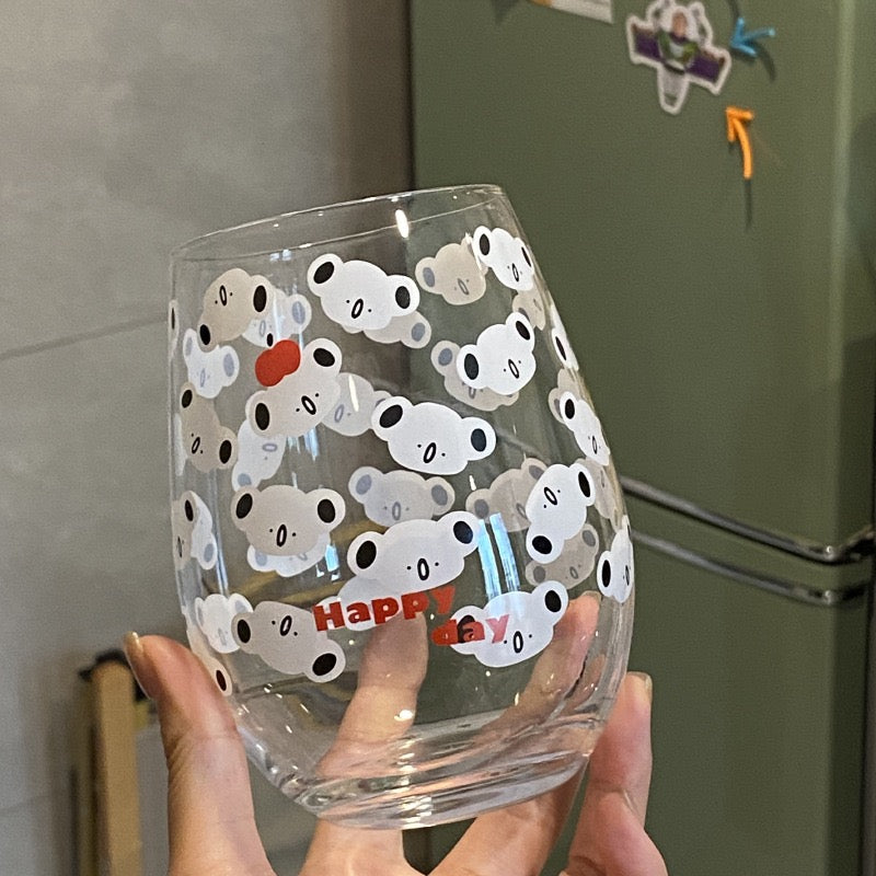 Cute Koala Large Glass Cup | Heat-Resistant, 540ML Capacity