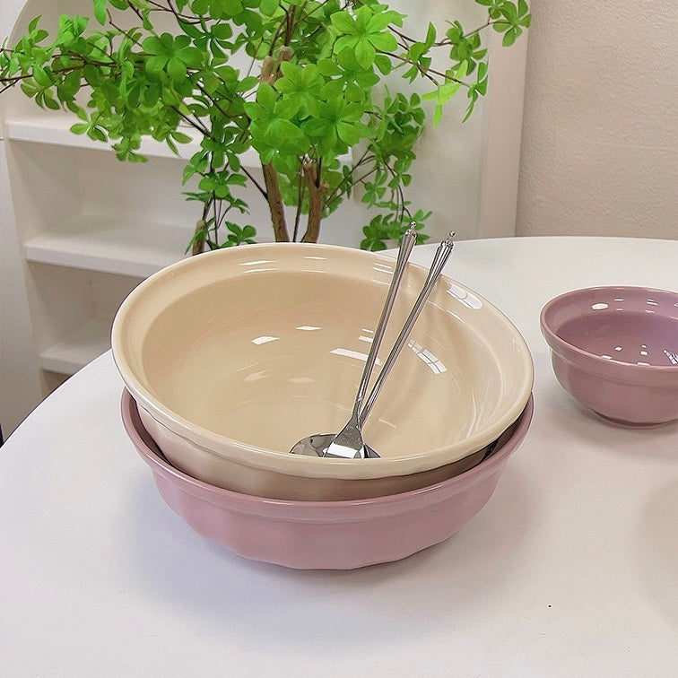 Creamy Minimalist Ceramic Dinnerware Set - Elegant and Versatile Dining Set in Creamy Purple and Creamy White