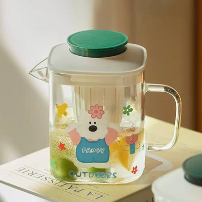 Cute Westie Glass Water Pitcher with Tea Infuser - 800ML
