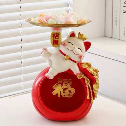 Maneki Neko Fortune Bag Decorative Tray Figurine - Cute & Functional