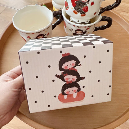 Vintage Strawberry Girl Ceramic Mug – 400ML