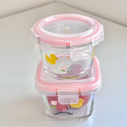Mini Cute Duck Glass Food Storage Containers | Microwave & Dishwasher Safe