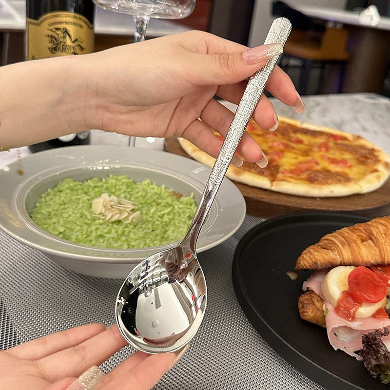 Textured Stainless Steel Large Dining Spoon