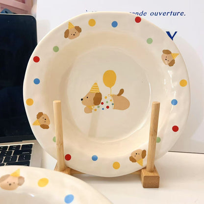 Balloon Pup Handcrafted Ceramic Deep Plate, 8.25-Inch