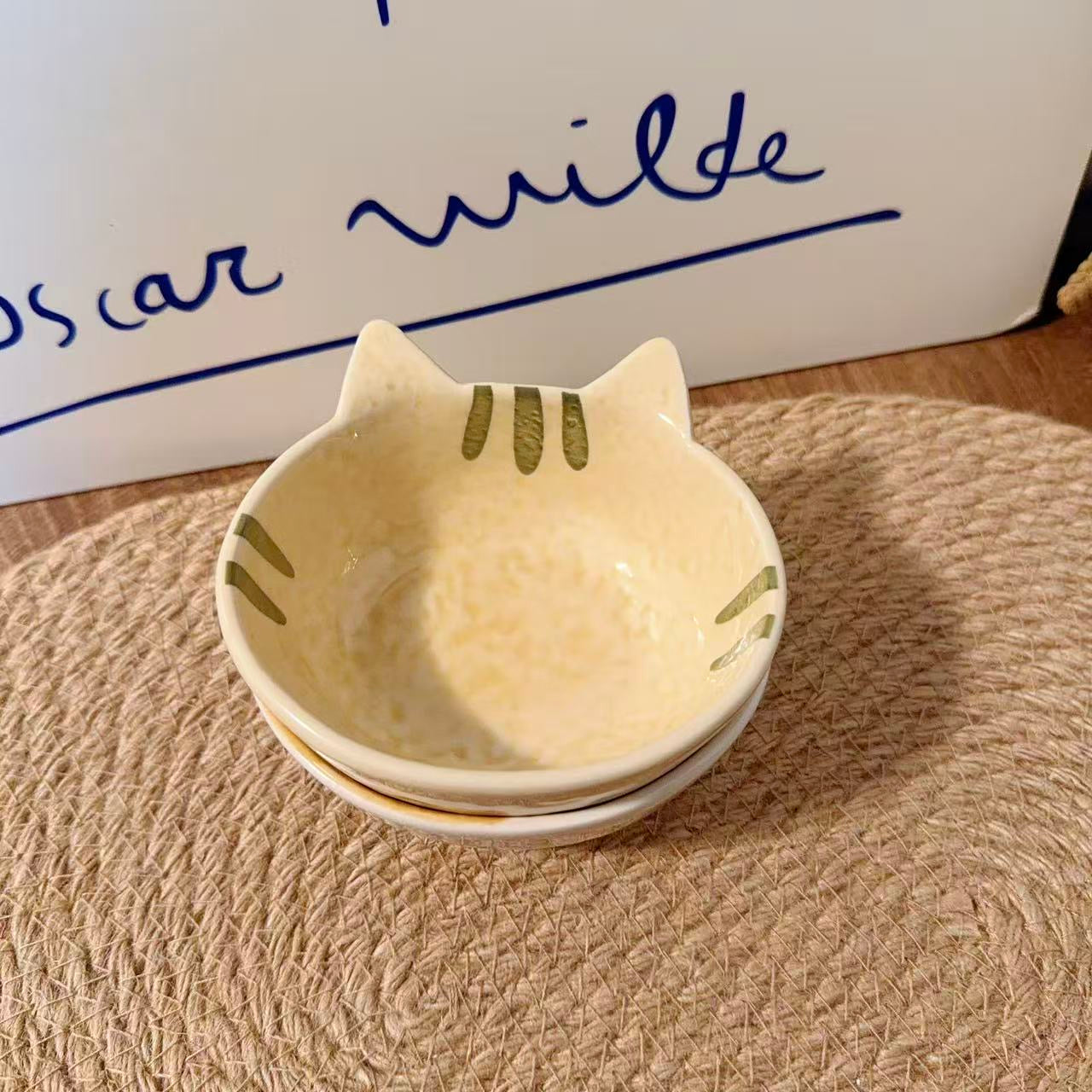 Hand-Painted Cat Shaped Ceramic Dipping Bowl - 140ML