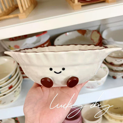 Cocoa Bean Ceramic Ramen Bowl with Handles – 780ML