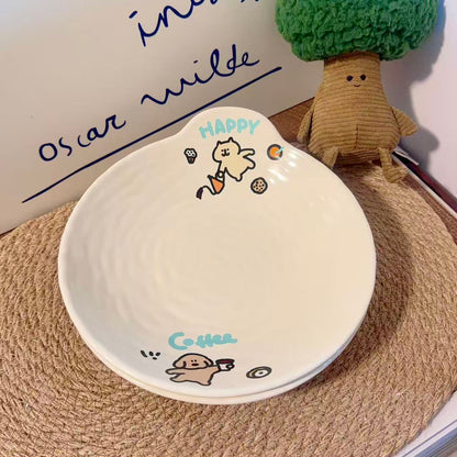 Coffee Puppy Ceramic Plate with Handle, 8-Inch