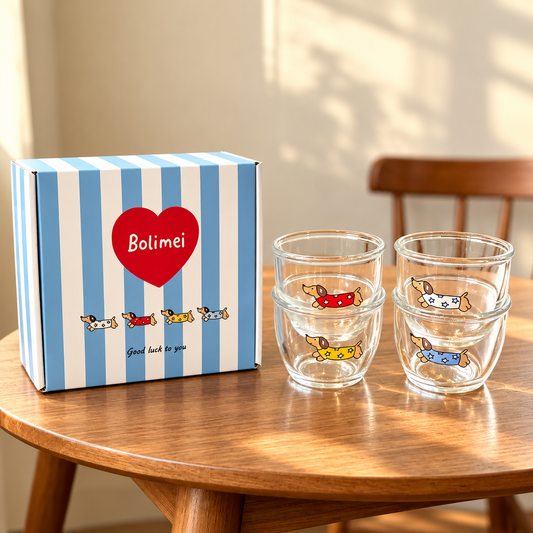 Dachshund Mini Glass Dessert Cup Gift Set – 260ML, Set of 4