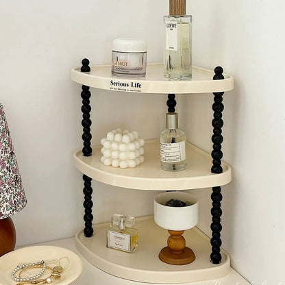 Creamy Corner Shelf Rack | Desktop & Bathroom Storage