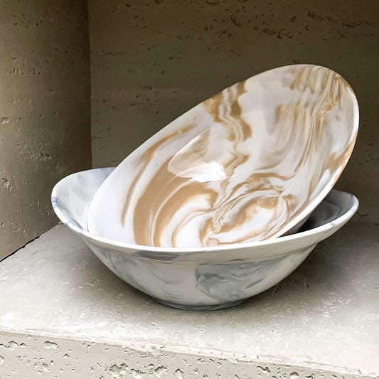 Marble Pattern Ceramic Salad Bowl – 700ML