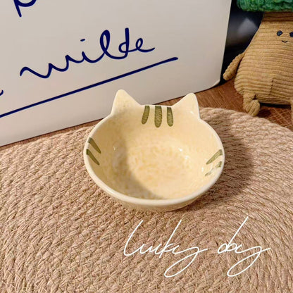 Hand-Painted Cat Shaped Ceramic Dipping Bowl - 140ML