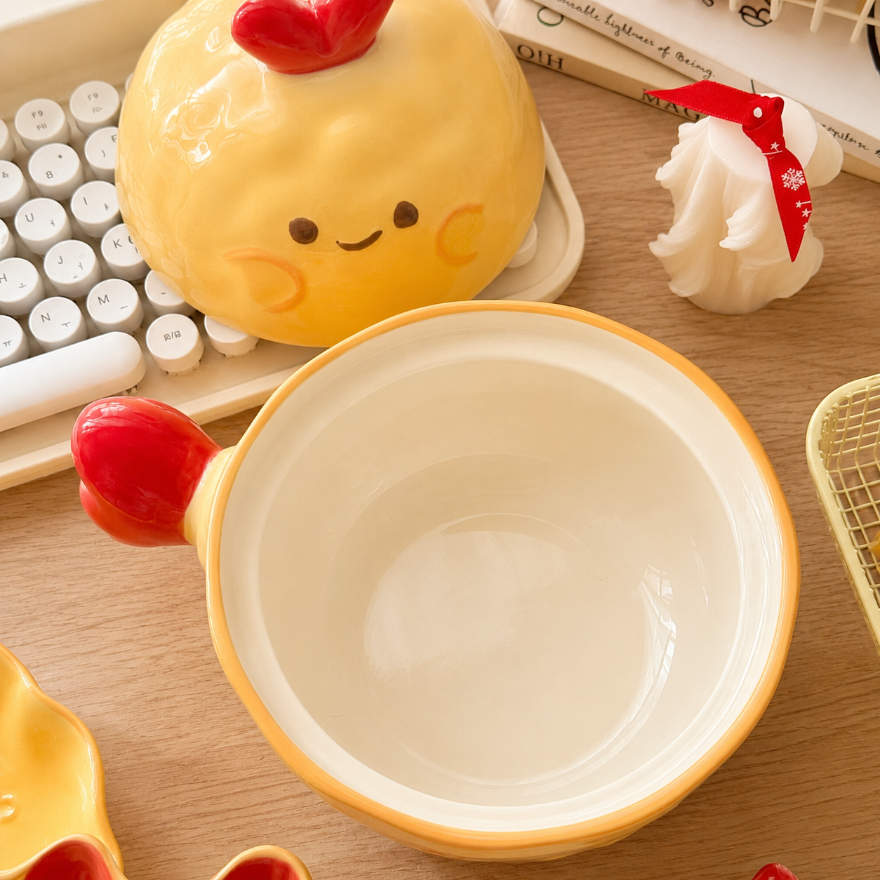 Fried Shrimp Ceramic Ramen Bowl with Lid – 700ML