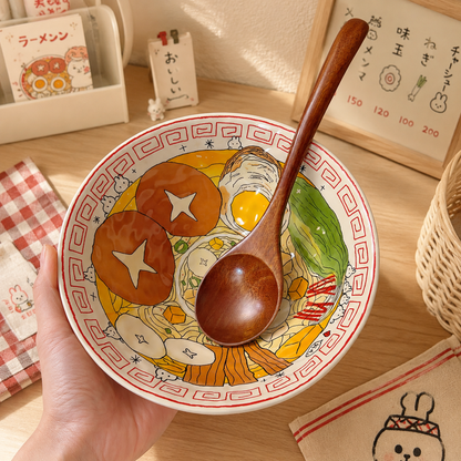 Japanese Ramen Illustration Ceramic Bowl, 800ML