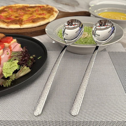 Textured Stainless Steel Large Dining Spoon