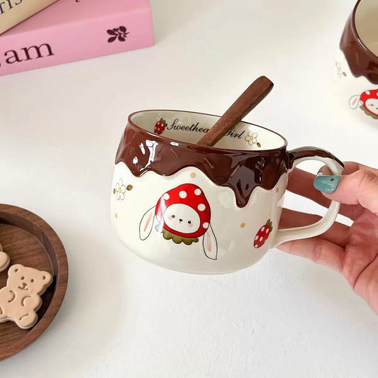 Chocolate Strawberry Bunny Ceramic Mug – 400ML