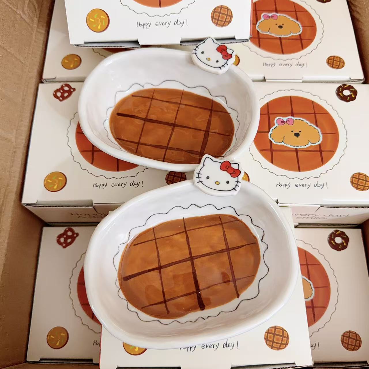 Hand-Painted Caramel Kitty Ceramic Oval Bowl - 175ML